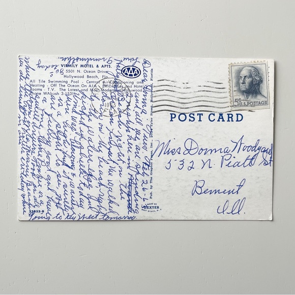 Hollywood Beach FL Virmily Motel & Apartments N. Ocean Ave. Postcard Florida - Picture 3 of 3